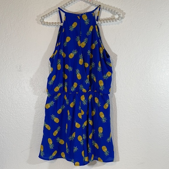 AS U WISH Pineapple Blue Romper Front Pockets New - Picture 4 of 7